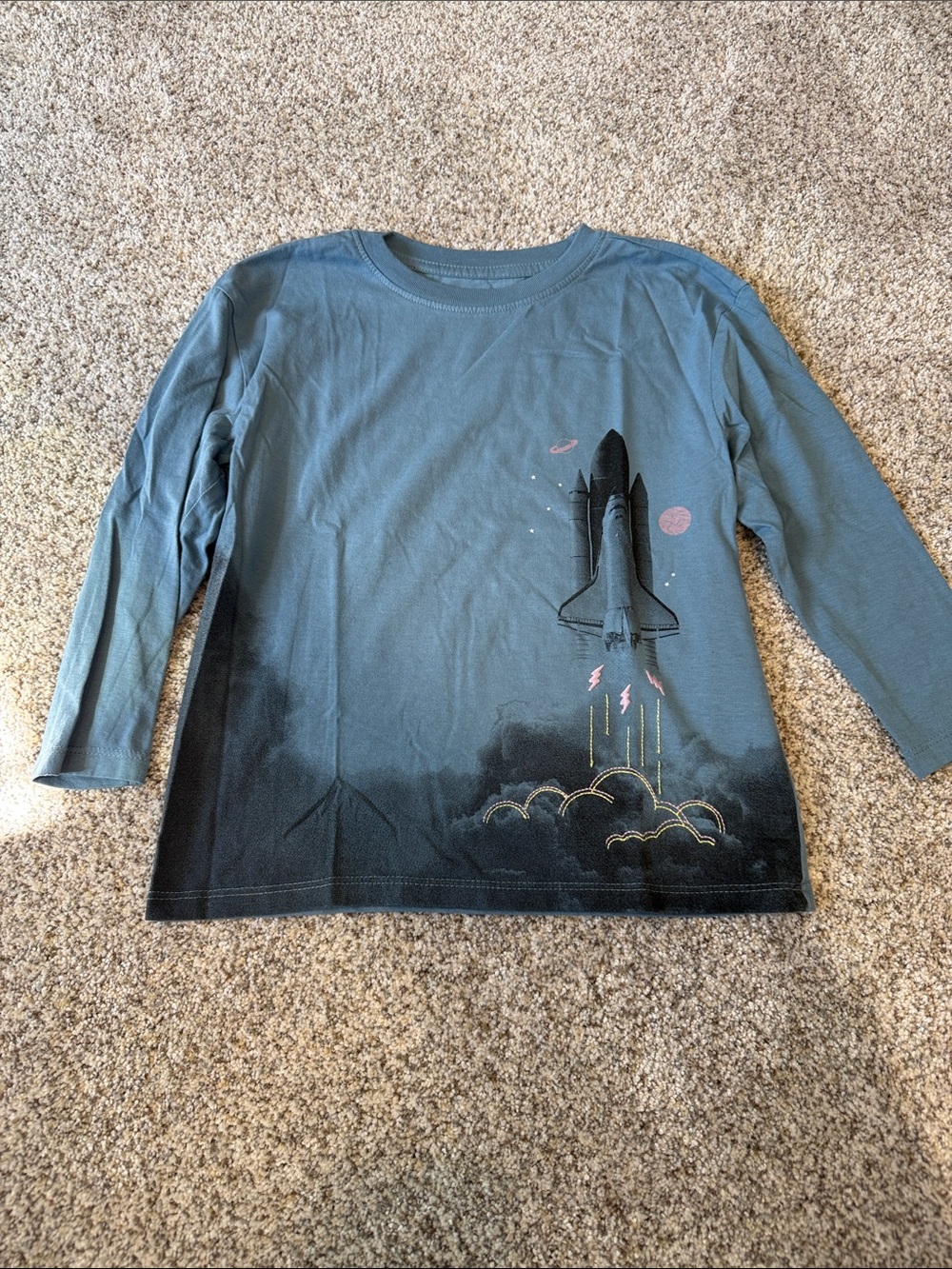 Cat & Jack Blue Long-Sleeve Rocket Launch Graphic Tee - 5T
